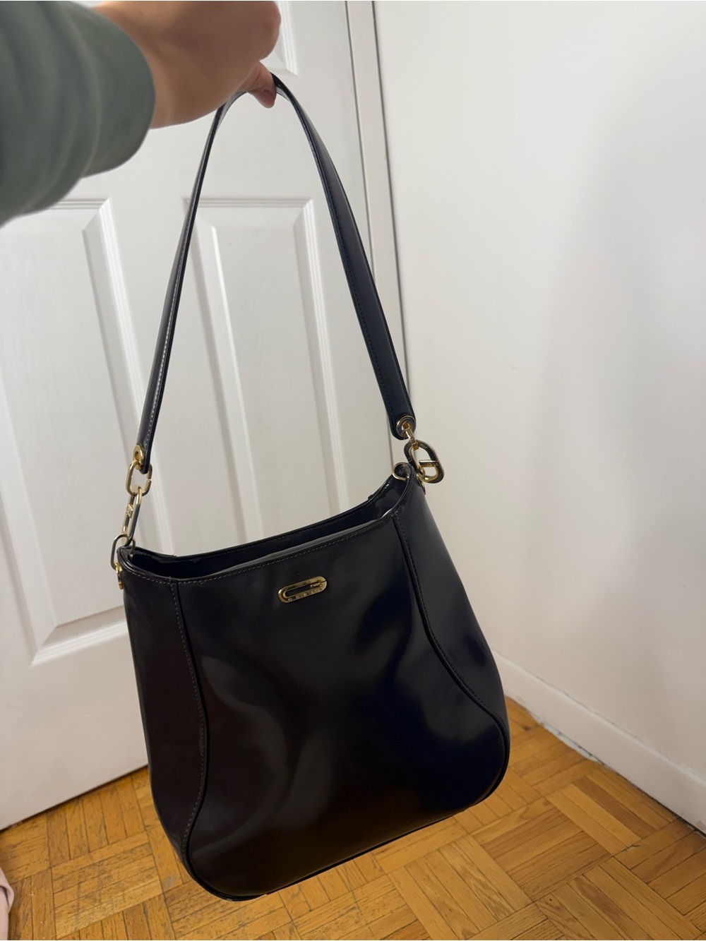 Guess Black Shoulder Bag with Gold Hardware